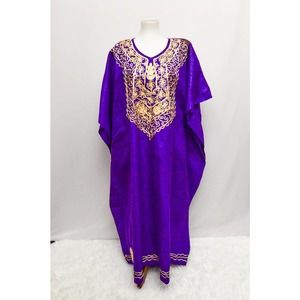Meetu Magic the African Scene womens caftan purple OS